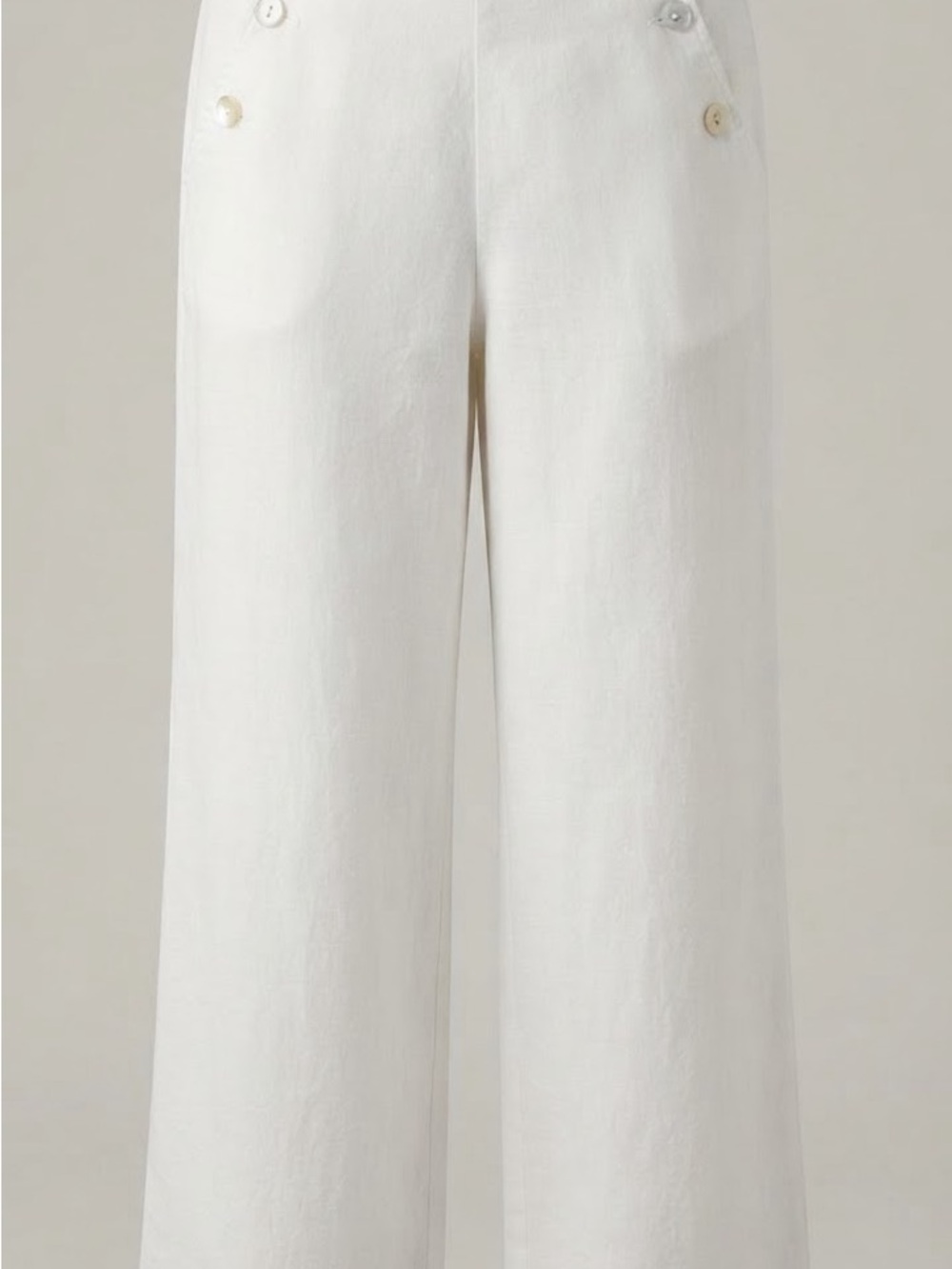 Jones New York Ivory Wide-Leg Linen Pants
